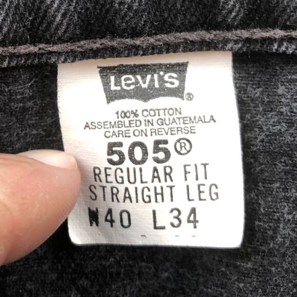 Levis Men's 505 Jeans 40x32 Black Regular Fit Straight Leg Vintage - Picture 6 of 11